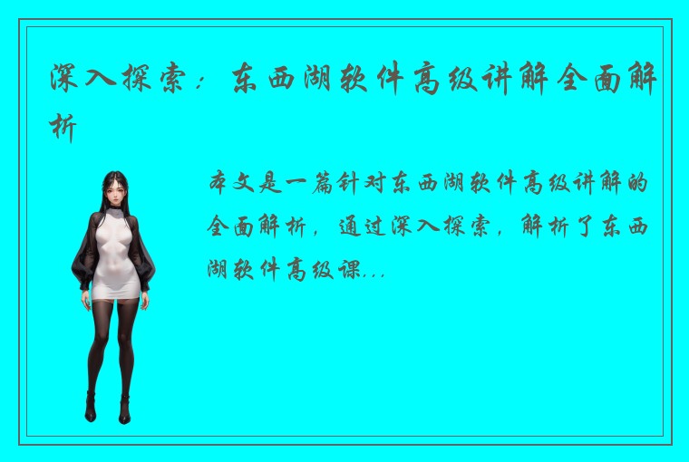 深入探索：东西湖软件高级讲解全面解析