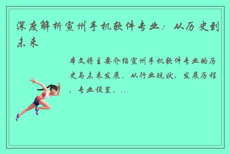 深度解析宣州手机软件专业：从历史到未来