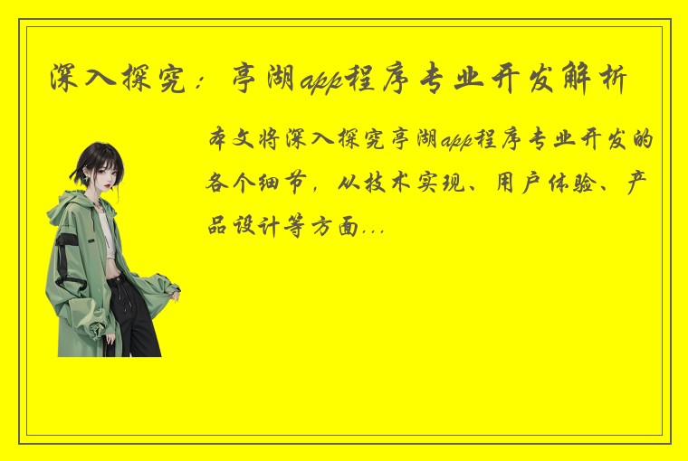 深入探究：亭湖app程序专业开发解析