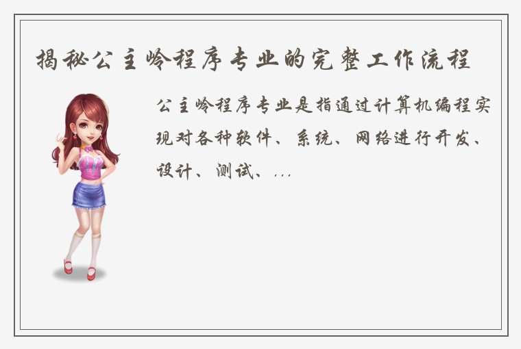 揭秘公主岭程序专业的完整工作流程