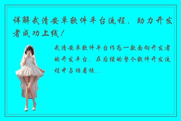 详解武清安卓软件平台流程，助力开发者成功上线！