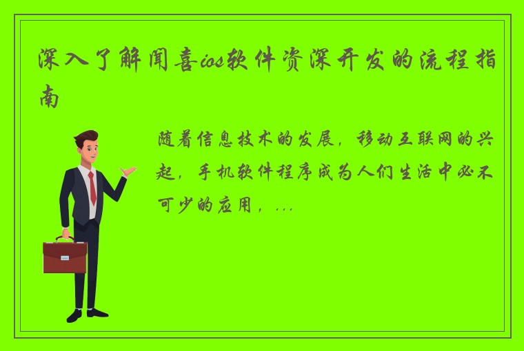 深入了解闻喜ios软件资深开发的流程指南
