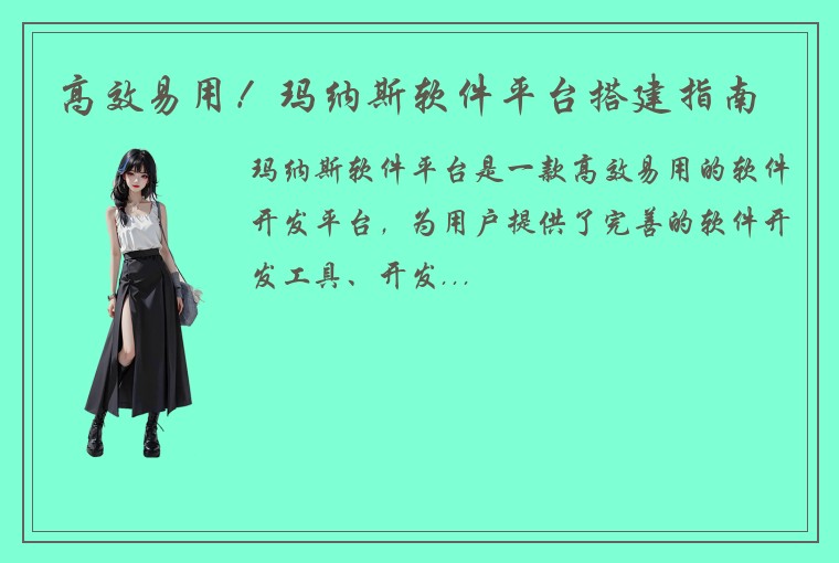高效易用！玛纳斯软件平台搭建指南