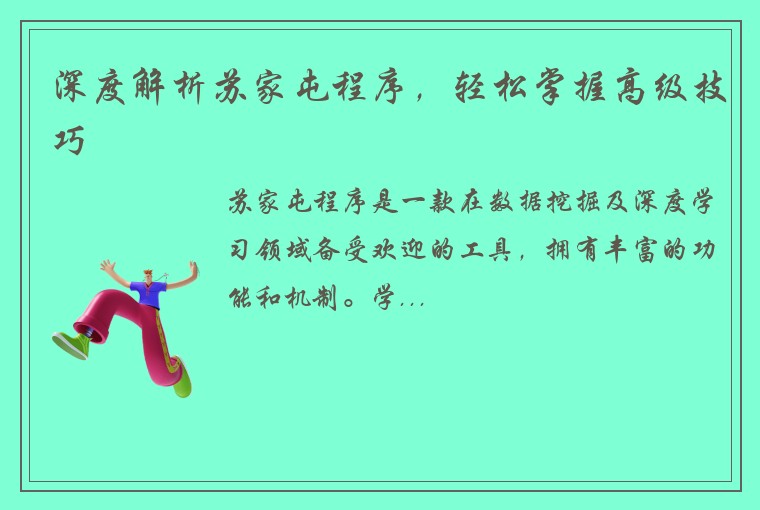 深度解析苏家屯程序，轻松掌握高级技巧