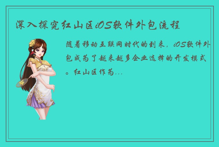 深入探究红山区iOS软件外包流程