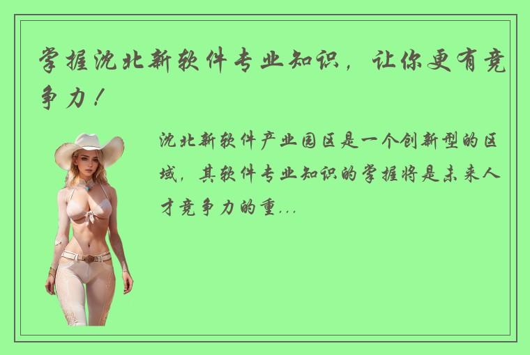 掌握沈北新软件专业知识，让你更有竞争力！