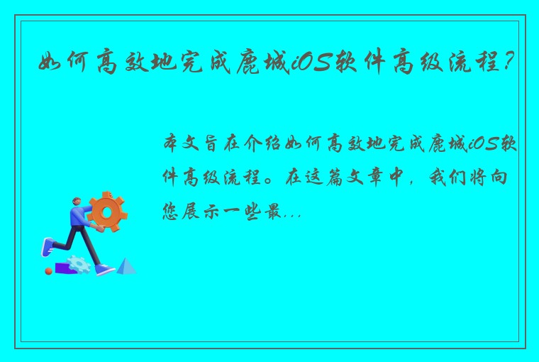 如何高效地完成鹿城iOS软件高级流程？