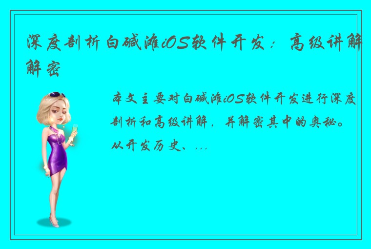 深度剖析白碱滩iOS软件开发：高级讲解解密