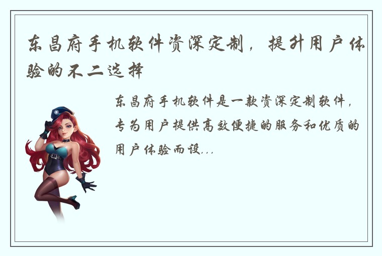 东昌府手机软件资深定制，提升用户体验的不二选择