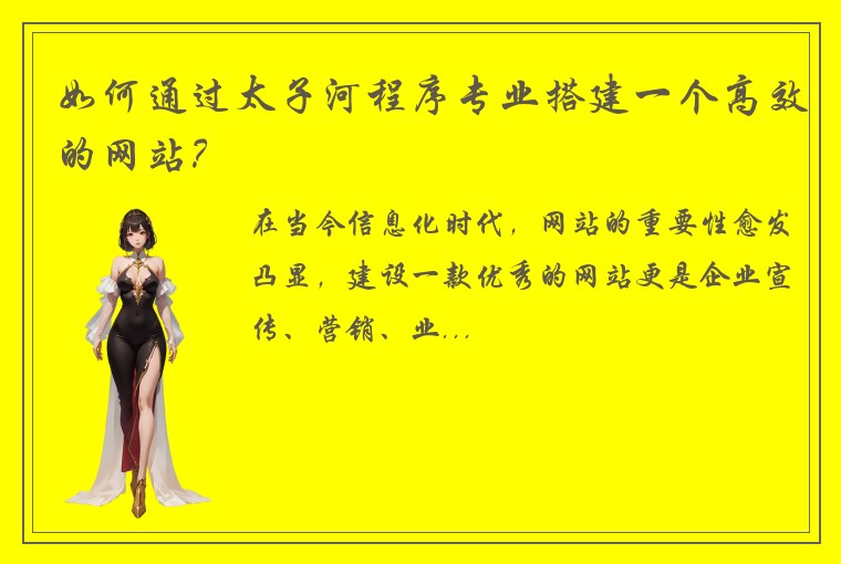 如何通过太子河程序专业搭建一个高效的网站？