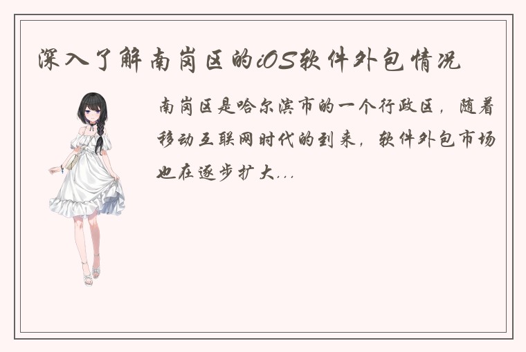 深入了解南岗区的iOS软件外包情况