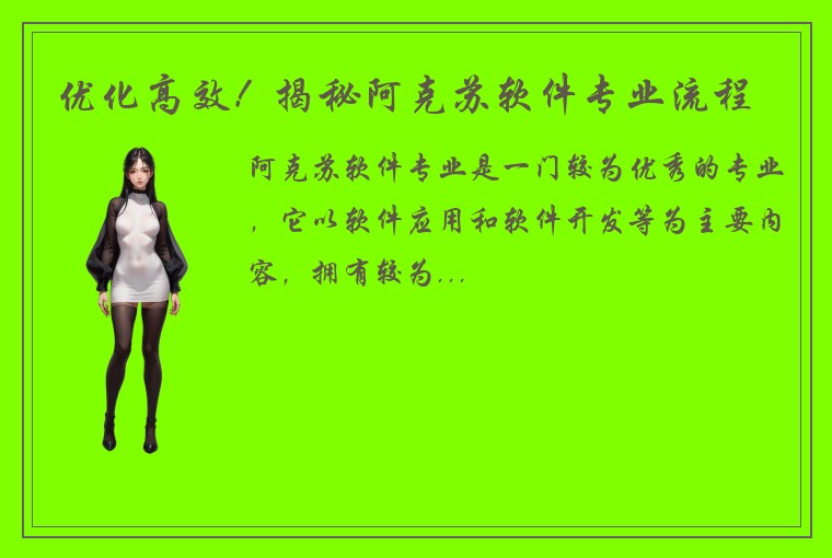 优化高效！揭秘阿克苏软件专业流程